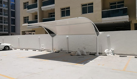 single pole arch car parking shades in dubai