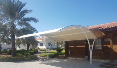 double pole arch car parking shades in dubai