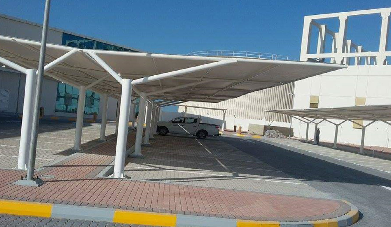 flat roof car parking shades suppliers in uae