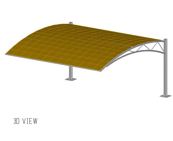 3d view of truss type car parking shades