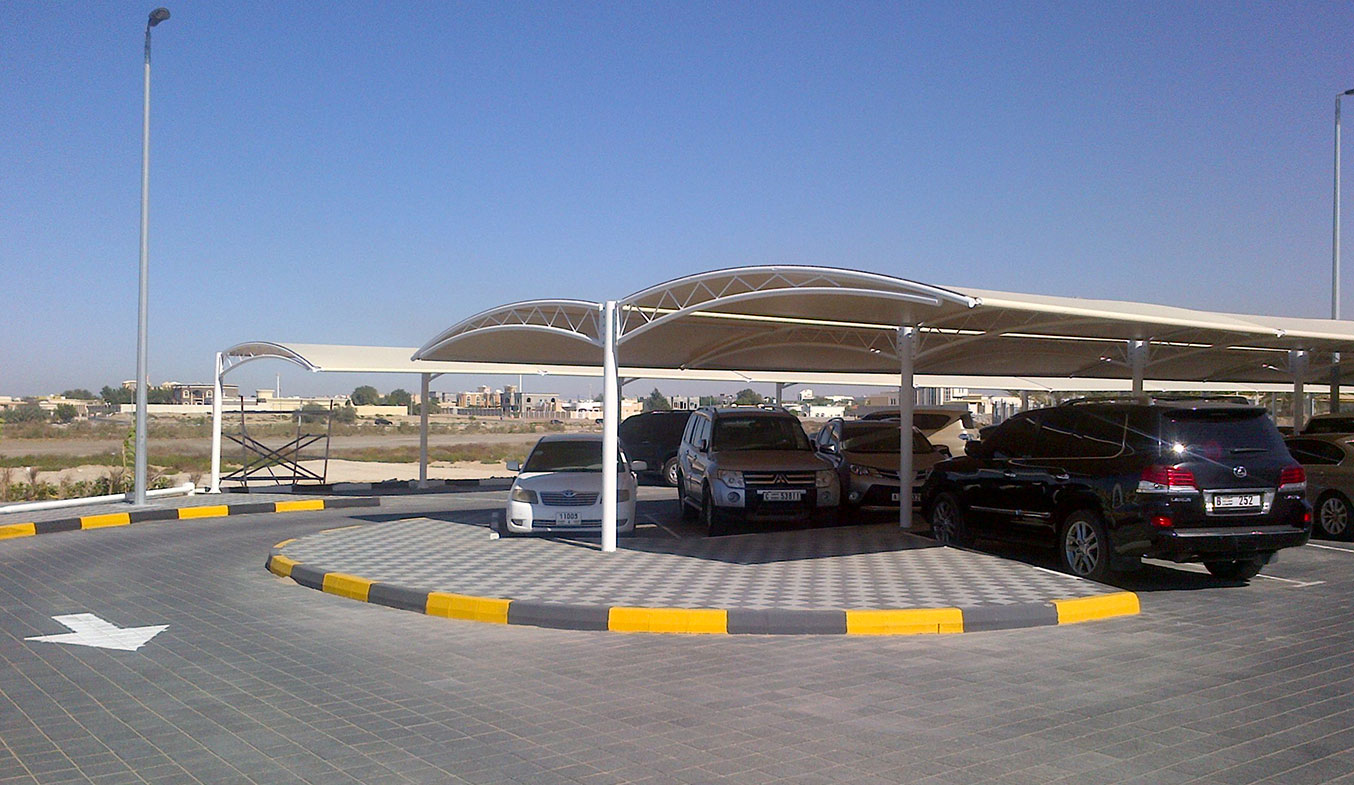 truss type car parking shades in uae